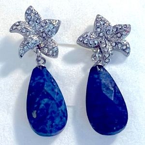 Lapis Lazuli White Austrian Crystal earrings